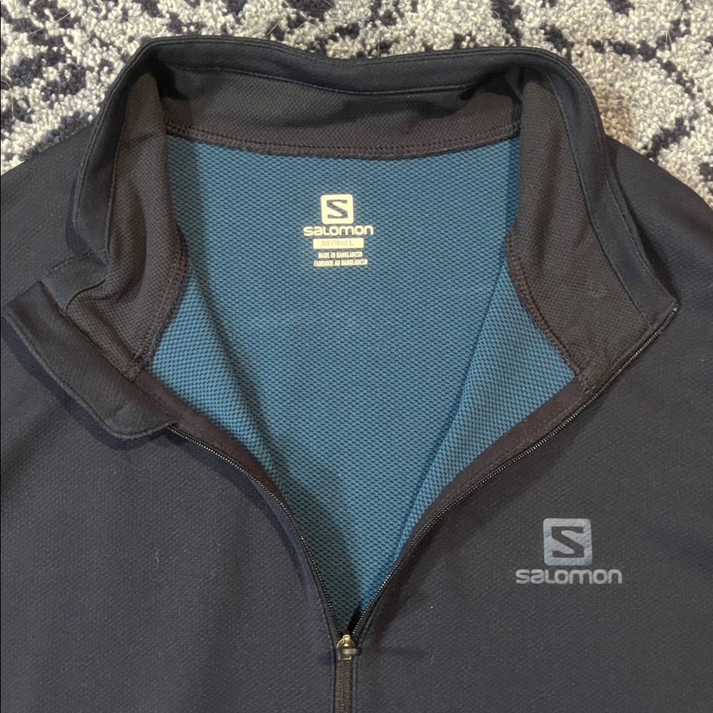 Men’s Salomon Navy Long Sleeve Half-Zip Pullover | Size Large - Picture 4 of 6